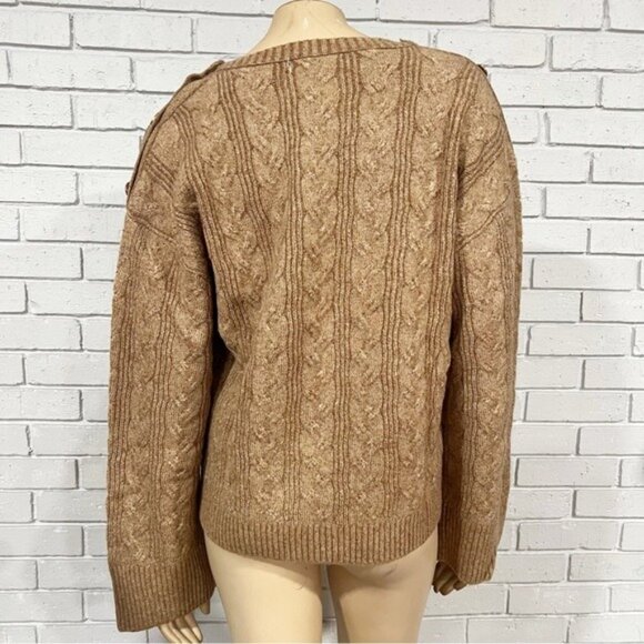 J.Crew Cable‑Knit Supersoft Sweater w/Shoulder Buttons | Cozy & Stylish - Size L - Picture 3 of 9